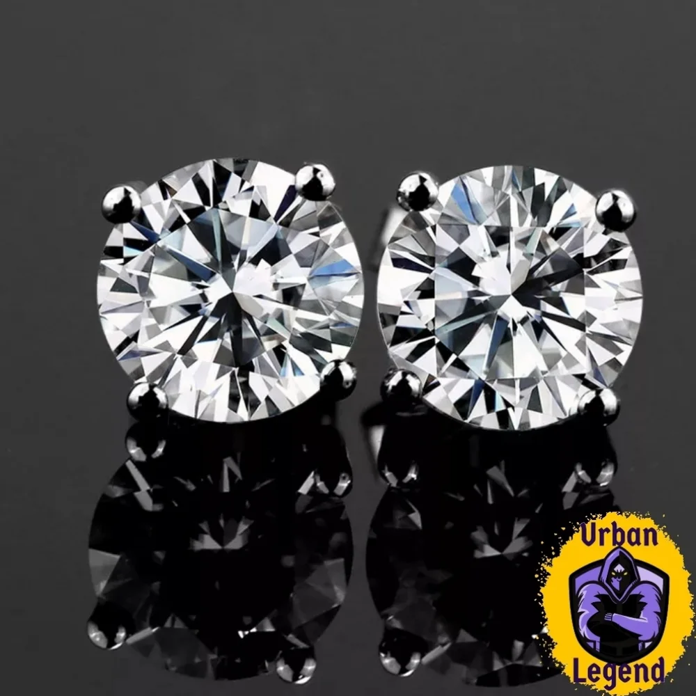 4 CT Moissanite Diamond Mens Stud Earrings